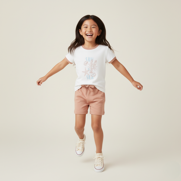 Organic Graphic Tee & Shorts Set - Beach Day