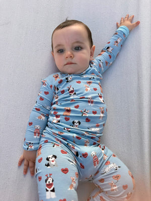 Pups & Kisses (Convertible Zip Footies) - Blue