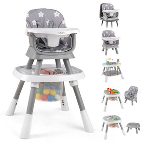 16-in-1 Baby High Chair with Activity Center and Booster Seat for Babies and Toddlers-Grey