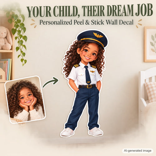 Personalized Pilot Wall Decal from Photo, Dream Job Sticker, image 1