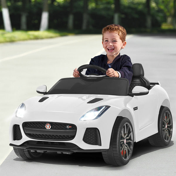 12V Jaguar F-Type SVR licensed kids ride-on car, angle 17, perfect for outdoor fun and imaginative play.