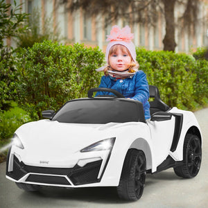12V 2.4G RC electric vehicle with lights for kids, angled view showcasing fun design and features.