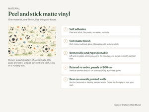 Watercolor Soccer Pattern Wall Mural, image 7