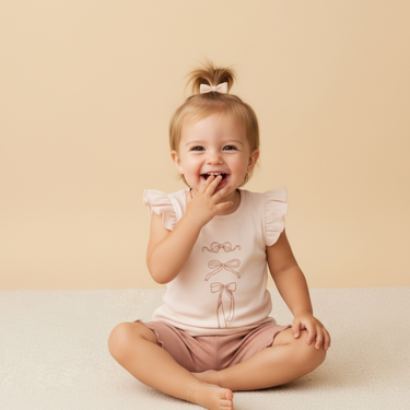 Organic Sleeveless Flutter Top & Shorts Set - Bows