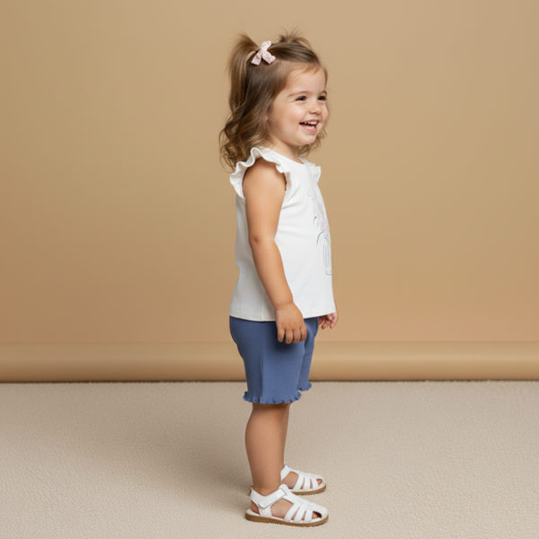 Organic Sleeveless Flutter Top & Shorts Set - Spring Floral