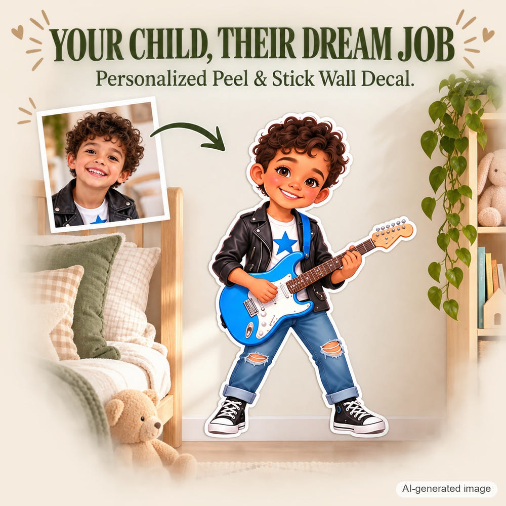 Personalized Musician Wall Decal from Photo, Dream Job Sticker, image 1