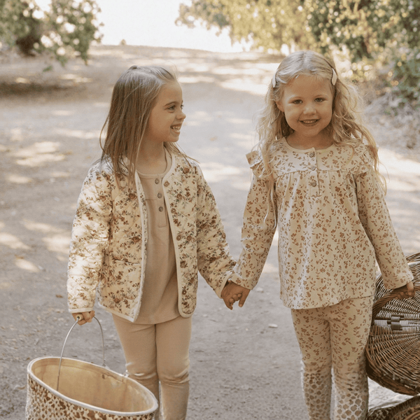 Organic Ruffle Sleeve Top Set of 2 - Petal Whispers + Dusty Rose