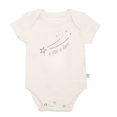"Graphic bodysuit 'Star is Born' for babies, featuring a cute design in a soft, comfortable short sleeve style."