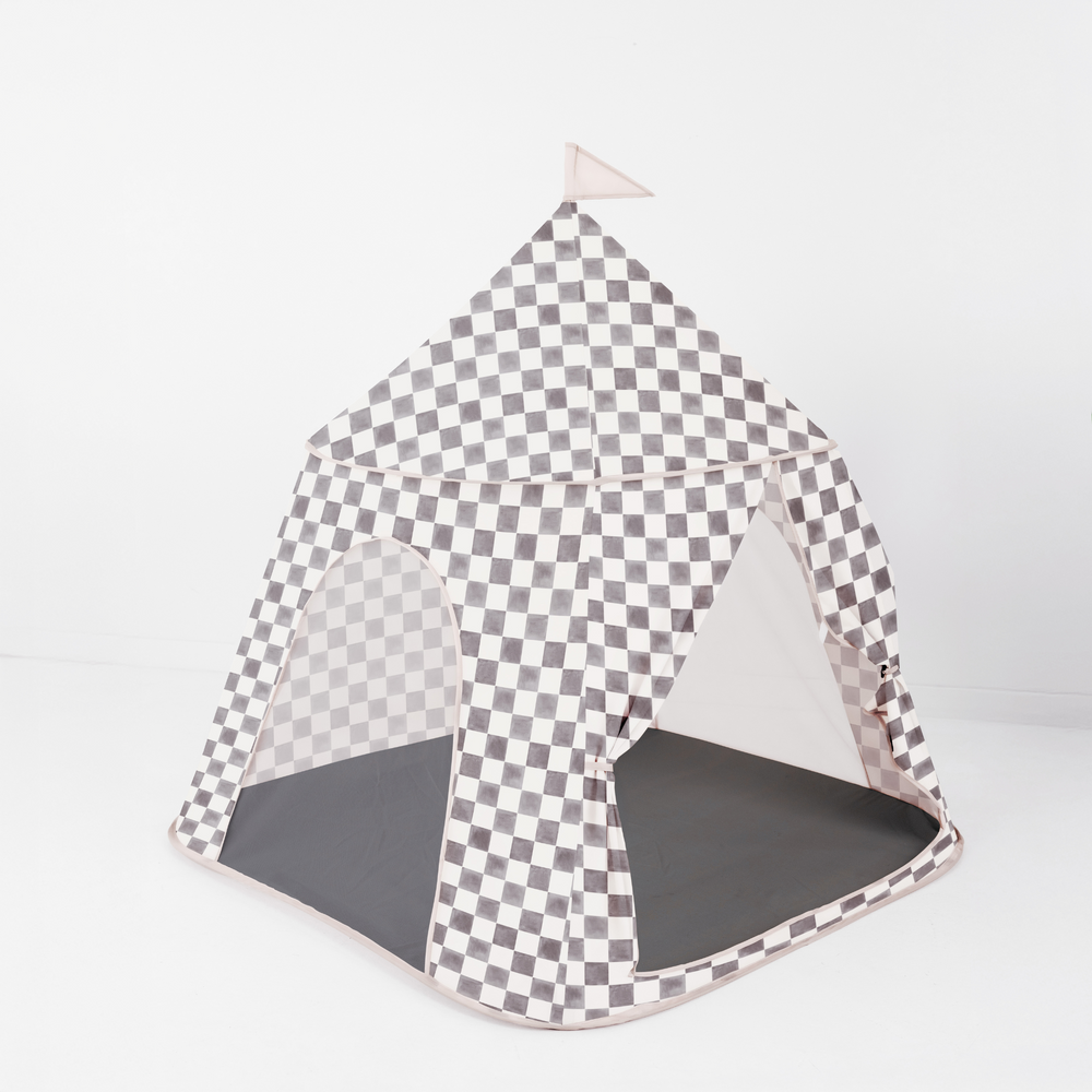 Checker Pepper Play Tent for babies, colorful and fun play space for indoor and outdoor adventures.