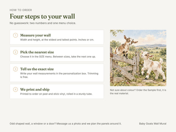 Watercolor Baby Goats Farm Wall Mural, image 6