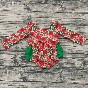 Christmas floral ruffle romper