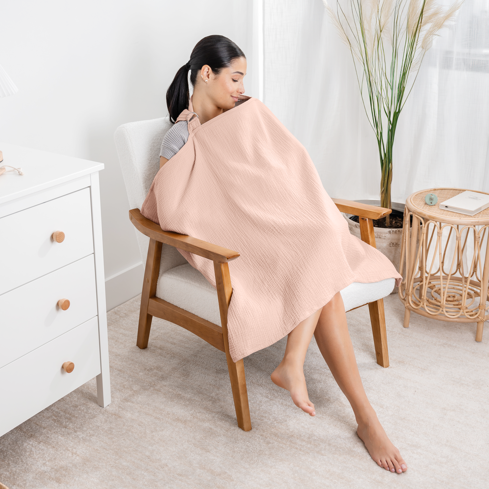 Blush muslin nursing cover, pack of 1, perfect for breastfeeding in style and comfort.