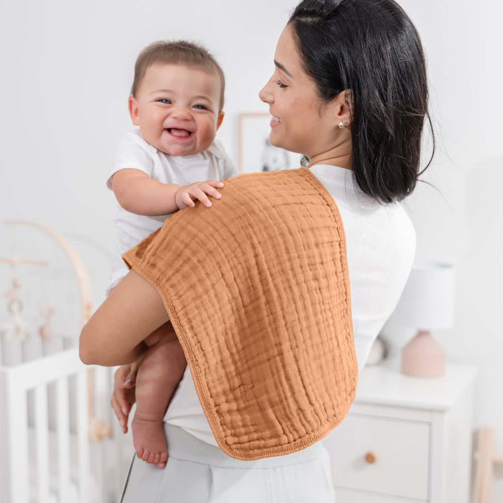 Muslin Burp Cloths in Caramel