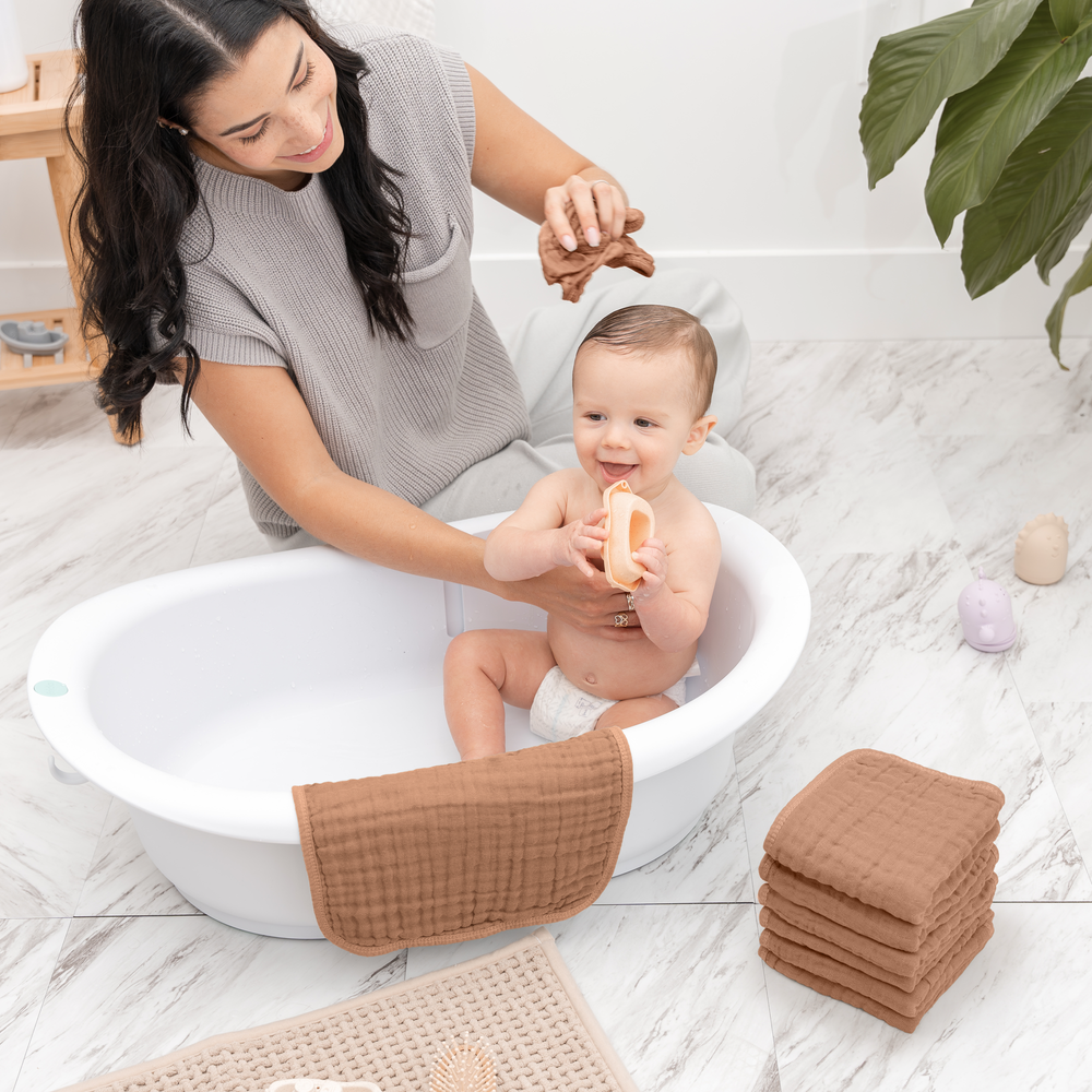 Muslin Washcloths in Caramel