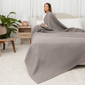 Adult Waffle Blankets in Charcoal