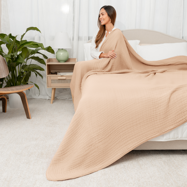 Adult Muslin Blanket in Cream