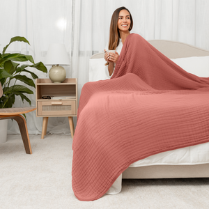Adult Muslin Blanket in Dusty Rose