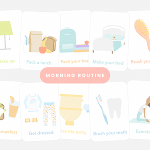 "Morning Routine Flashcards for babies, promoting fun learning and daily habits in a colorful design."