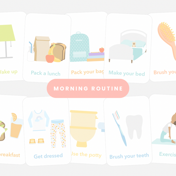 "Morning Routine Flashcards for babies, promoting fun learning and daily habits in a colorful design."