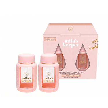 Mila's Keeper Glass Breast Milk Storage Bottles Set of 2 5-6 oz