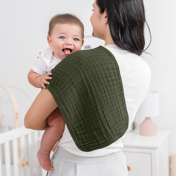 Muslin Burp Cloths in Kelp