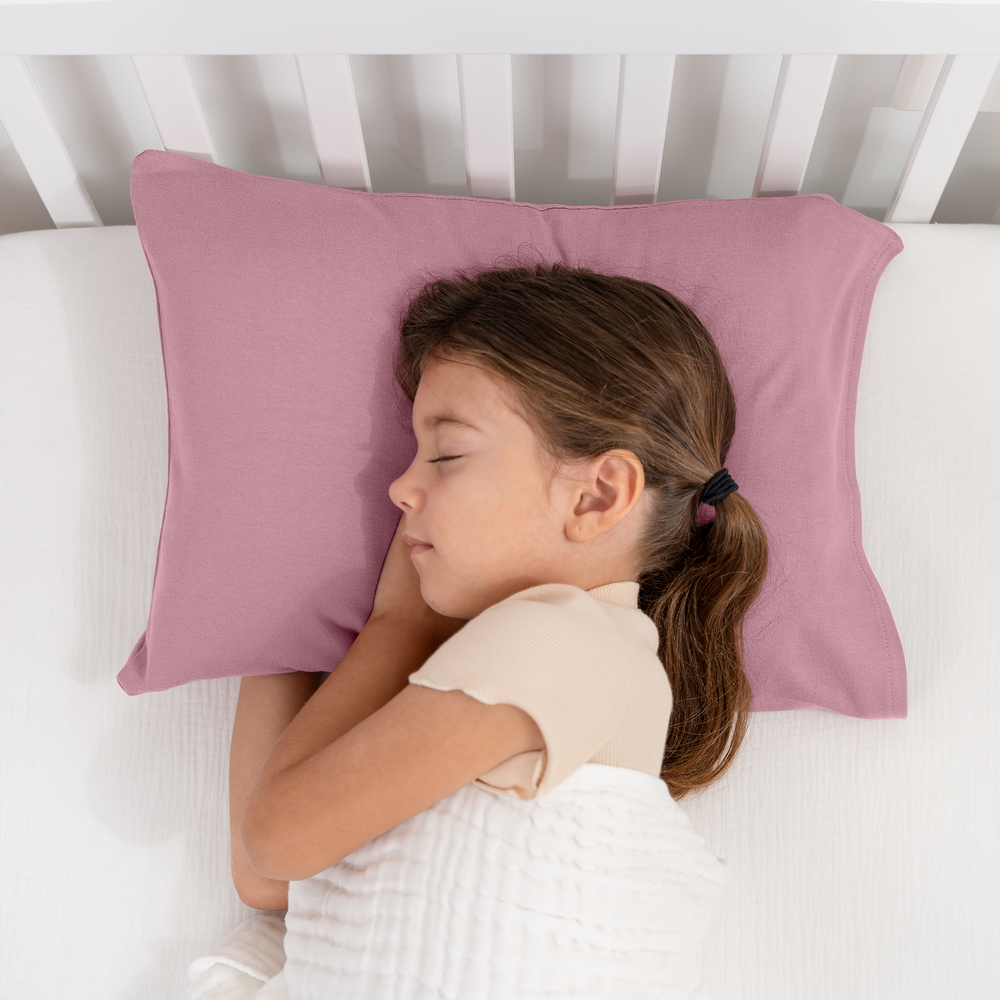 Toddler Pillows with Soft Cotton Pillow Case in Mauve