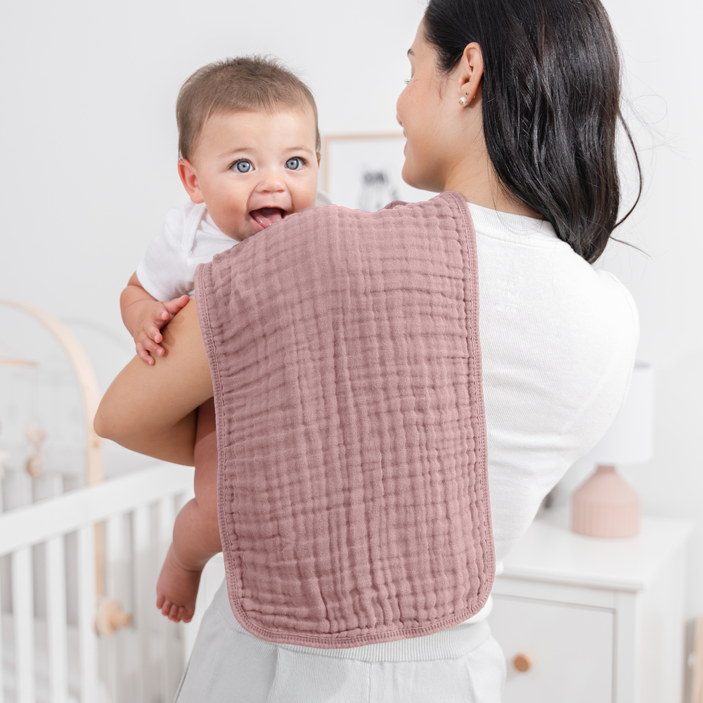 Muslin Burp Cloths in Mauve