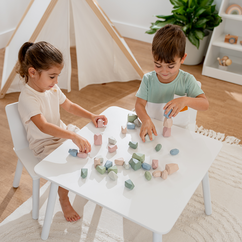Neutral stacking blocks for toddlers, perfect for creative play and early development.