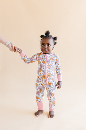 Bamboo Zip Romper | Retro Garden - MOOGCO Baby