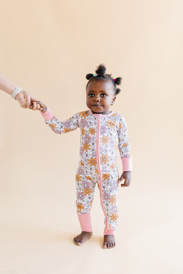 Bamboo Zip Romper | Retro Garden - MOOGCO Baby