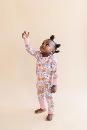 Bamboo Zip Romper | Retro Garden