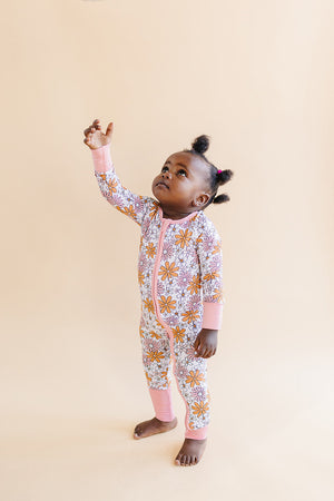 Bamboo Zip Romper | Retro Garden - MOOGCO Baby