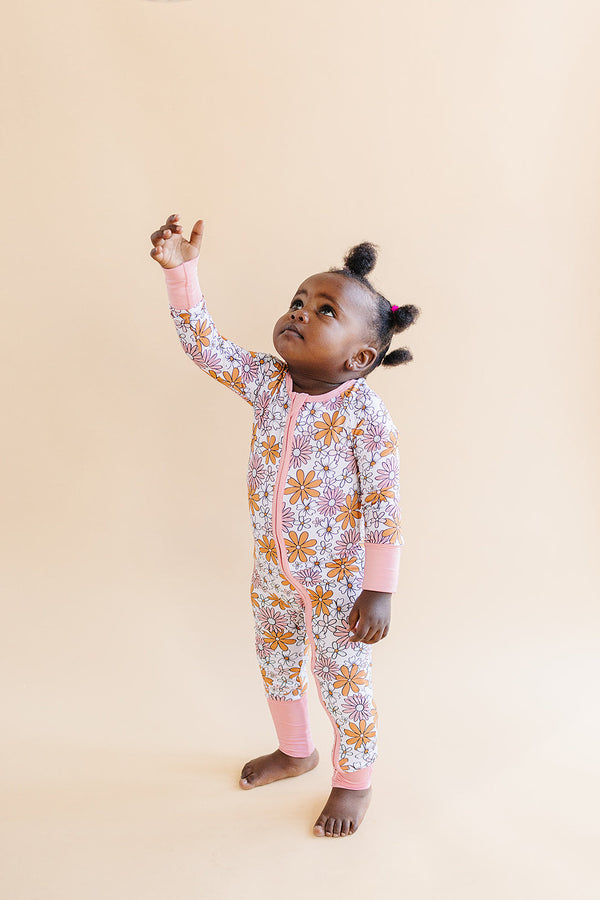 Bamboo Zip Romper | Retro Garden - MOOGCO Baby