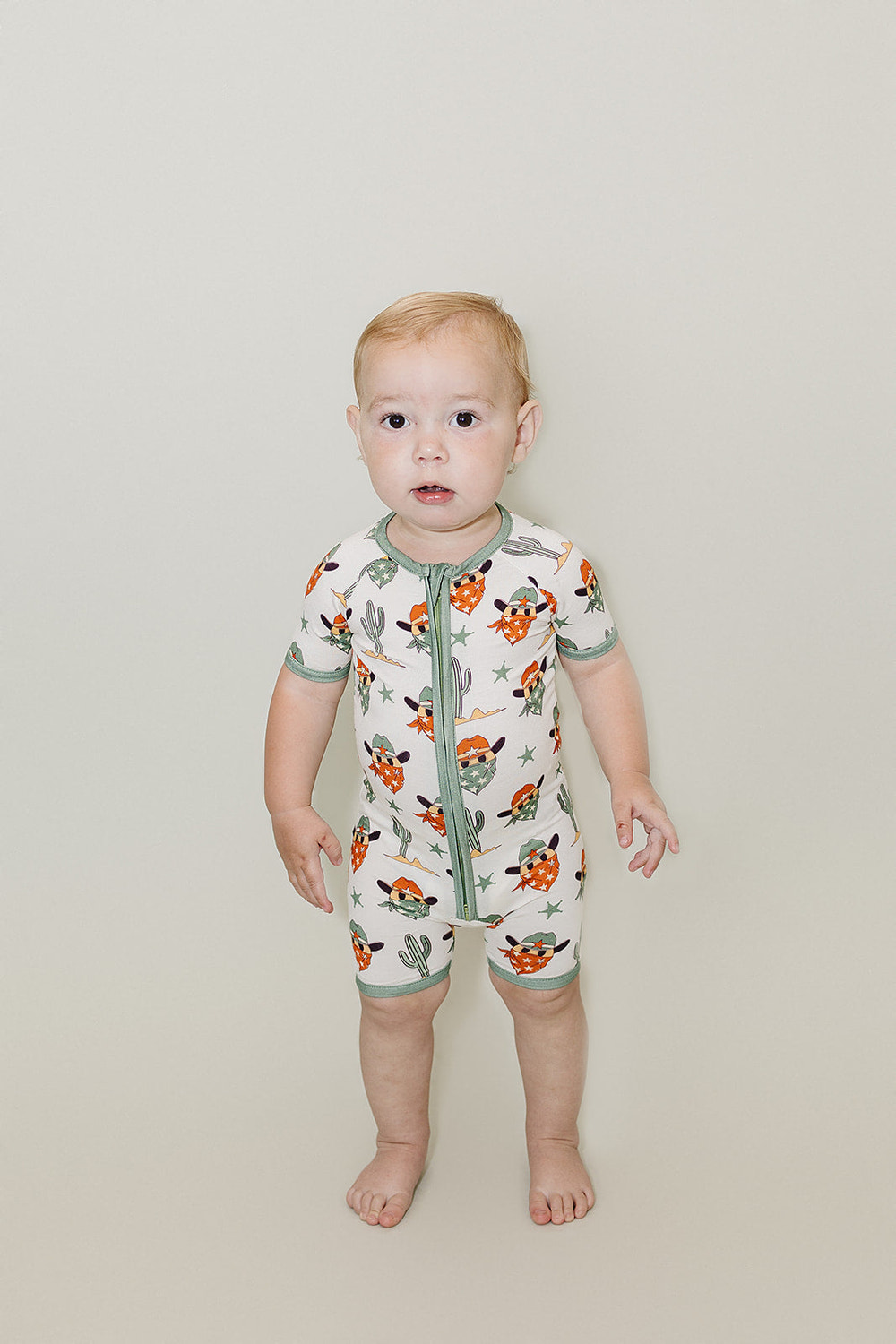 Bamboo Shorty Romper | Smiley Cowboy