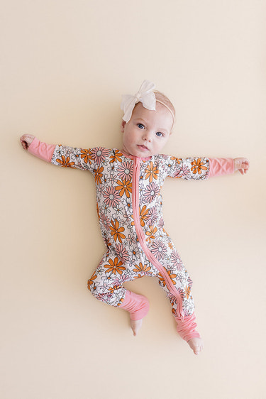 Bamboo Zip Romper | Retro Garden - MOOGCO Baby