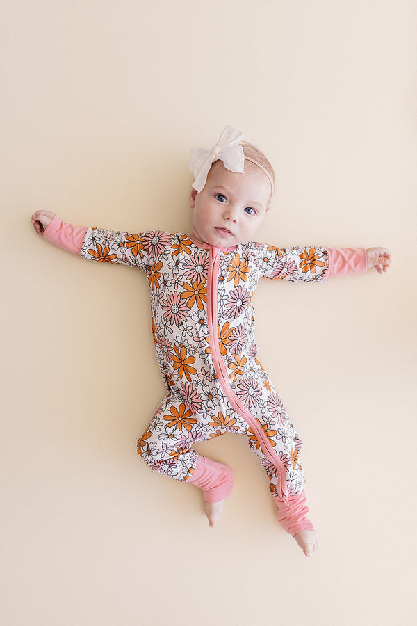 Bamboo Zip Romper | Retro Garden - MOOGCO Baby