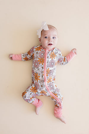 Bamboo Zip Romper | Retro Garden - MOOGCO Baby