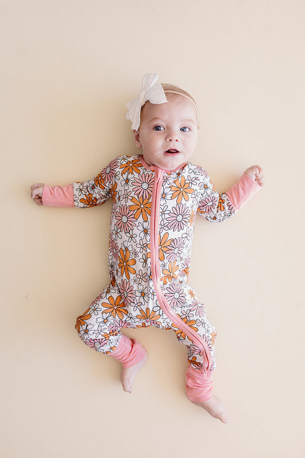 Bamboo Zip Romper | Retro Garden - MOOGCO Baby