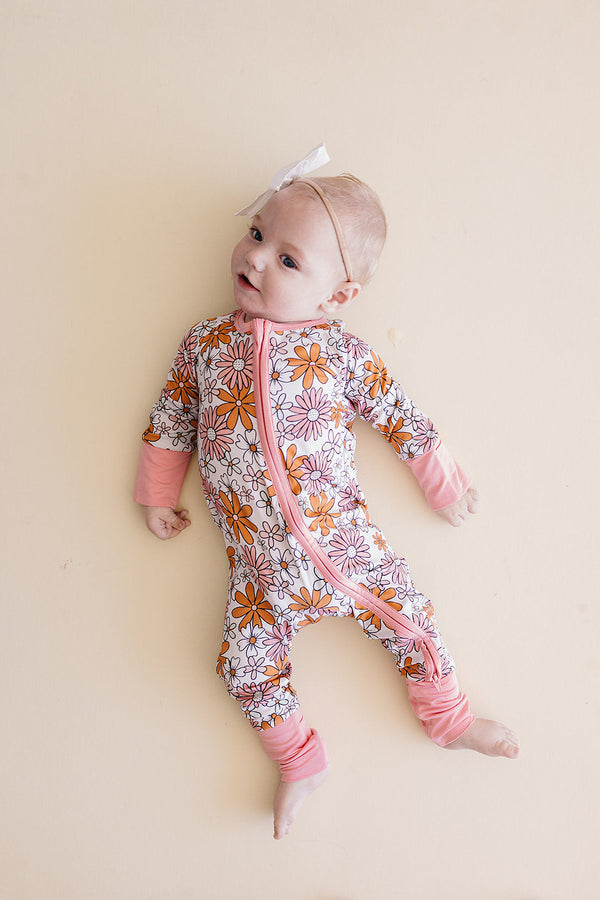 Bamboo Zip Romper | Retro Garden - MOOGCO Baby