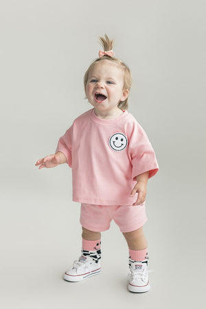 Smiley Shorts Set | Pink Peach - MOOGCO Baby