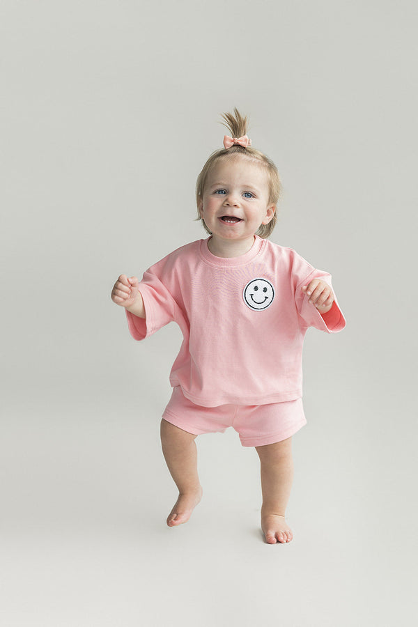 Smiley Shorts Set | Pink Peach - MOOGCO Baby