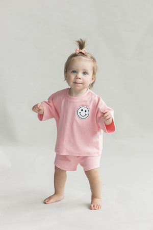 Smiley Shorts Set | Pink Peach - MOOGCO Baby