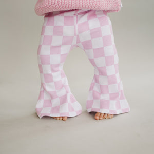 Checkered Flare Pants | Pink
