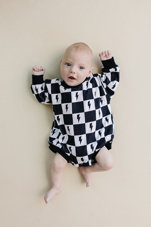 Bubble Romper | Charcoal Bolts
