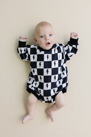 Bubble Romper | Charcoal Bolts