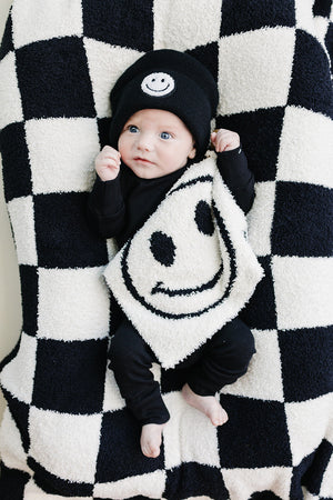 Smiley Plush Lovey | Black - MOOGCO Baby