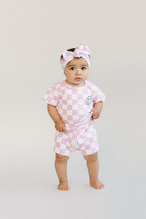 Checkered Shorts Set | Pink - MOOGCO Baby