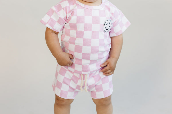 Checkered Shorts Set | Pink - MOOGCO Baby