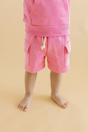 Terry Cargo Shorts Set | Pink