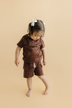Terry Cargo Shorts Set | Chocolate